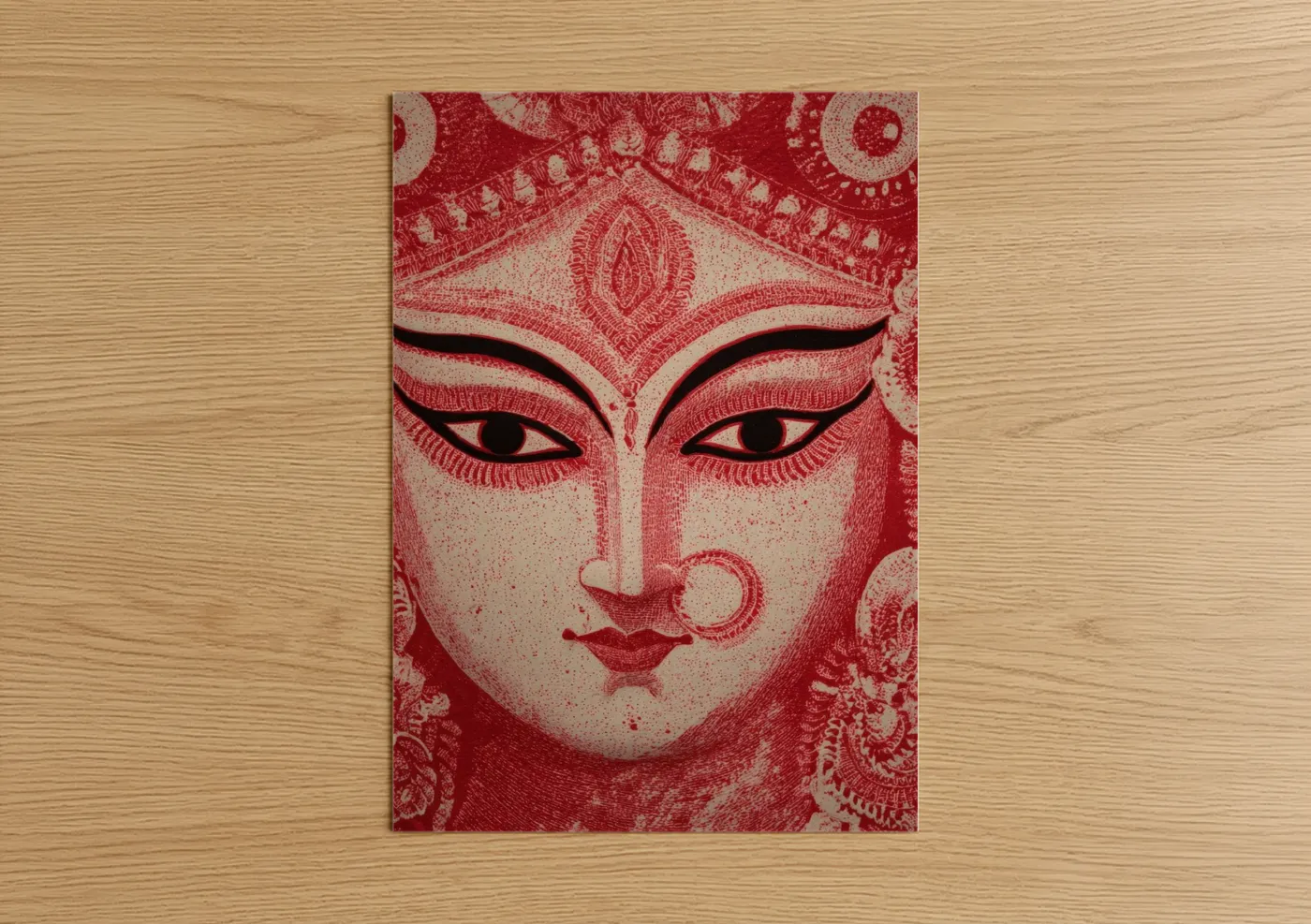 Sacred Hindu Deity Red Spiritual Wall Art