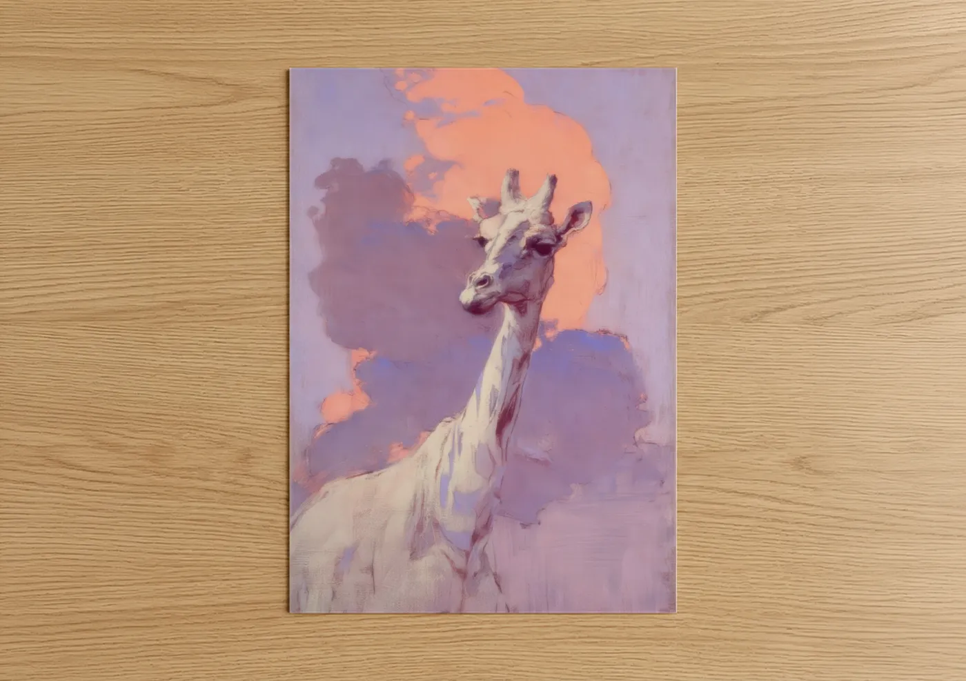 Pastel Sunset Giraffe Portrait Art Wall Art