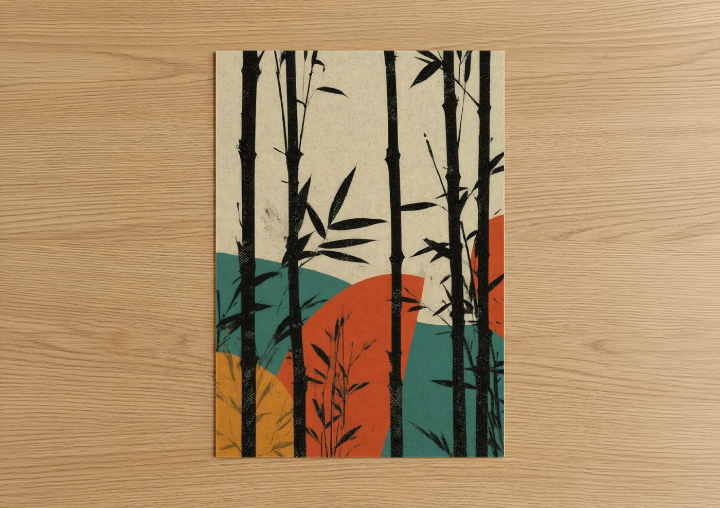 Autumn Bamboo Forest Minimalist Wall Art