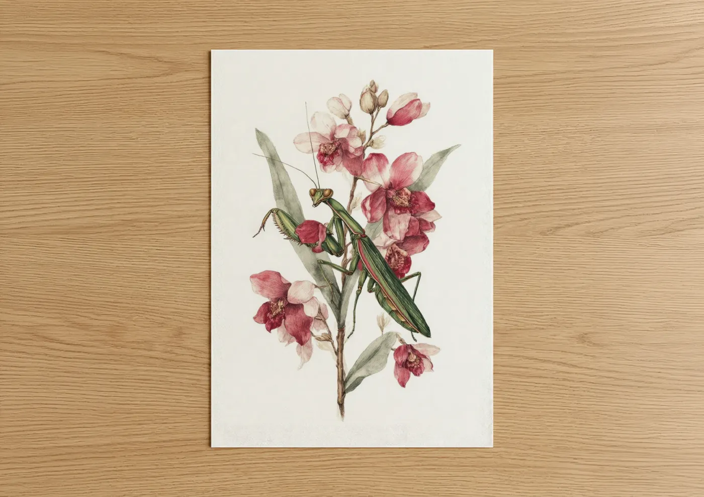 Praying Mantis Botanical Illustration Wall Art