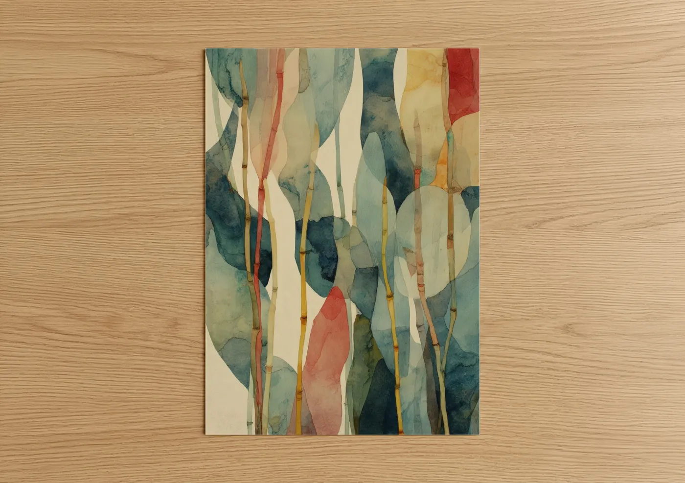 Misty Bamboo Garden Watercolor Wall Art