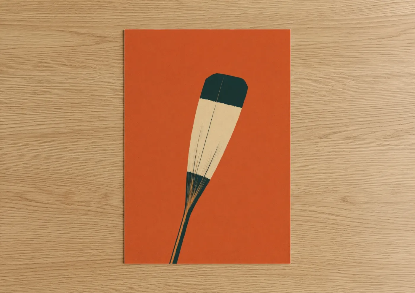 Minimalist Oar Illustration Orange Wall Art