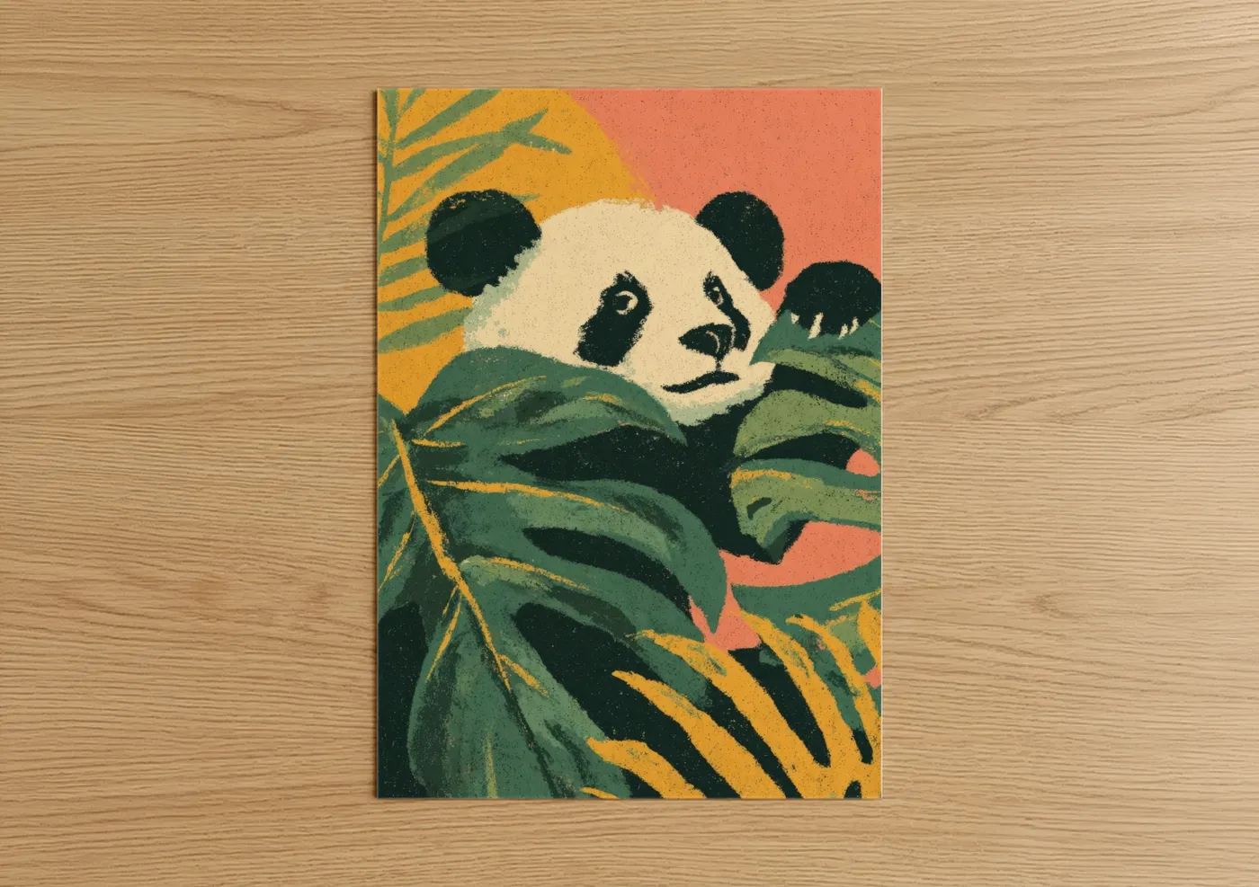 Bamboo Panda Illustration Wall Art