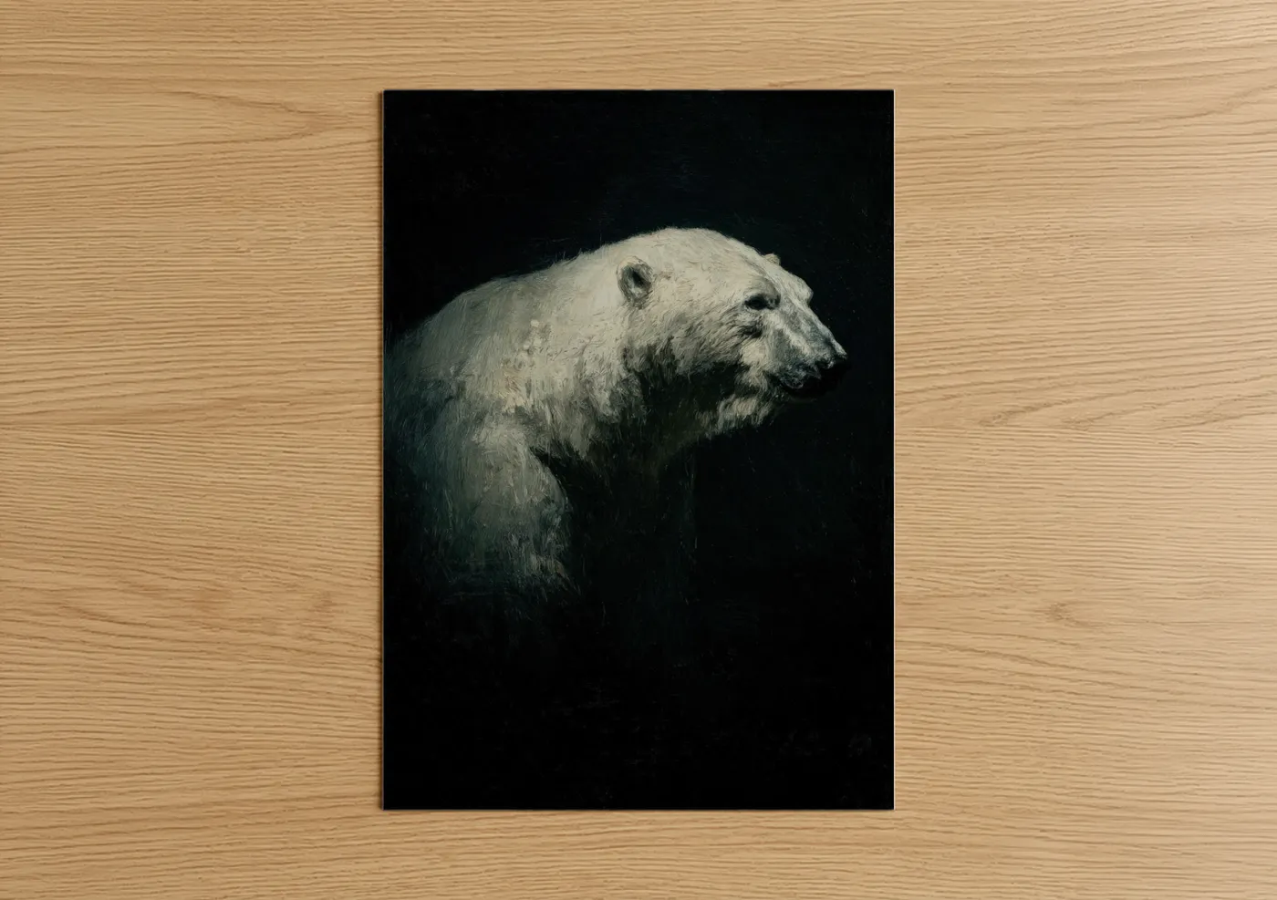 Polar Bear Profile Minimalist Dark Wall Art