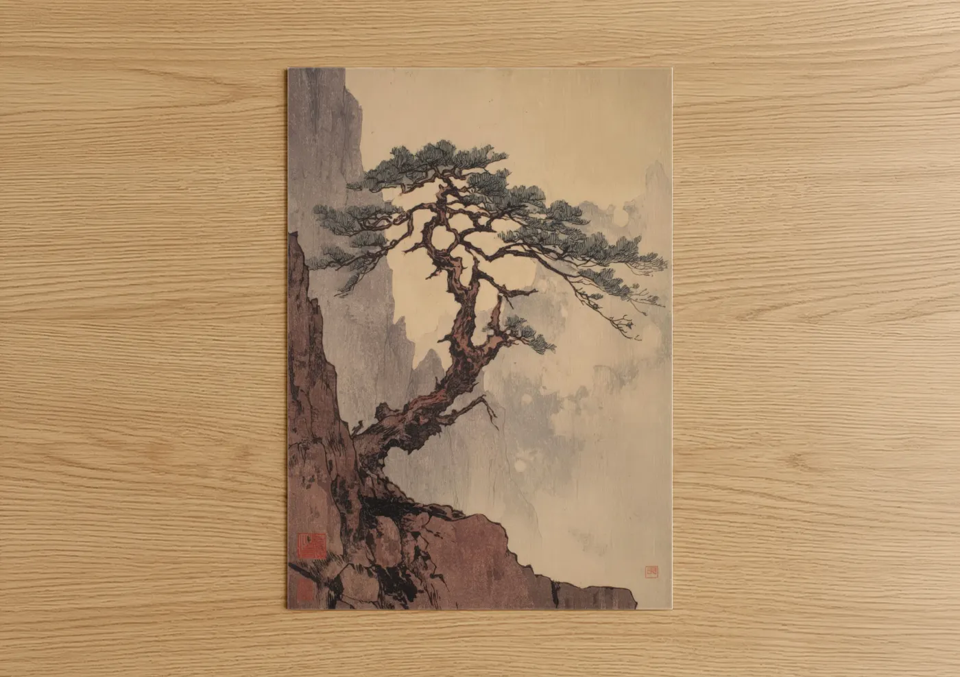 Ancient Juniper Tree Cliff Mountain Wall Art