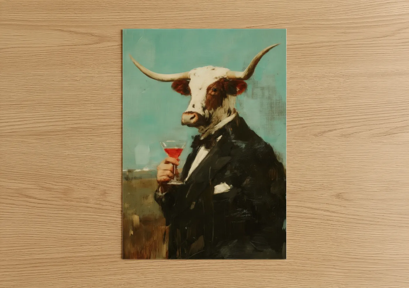 Dapper Longhorn Cow Formal Portrait Wall Art