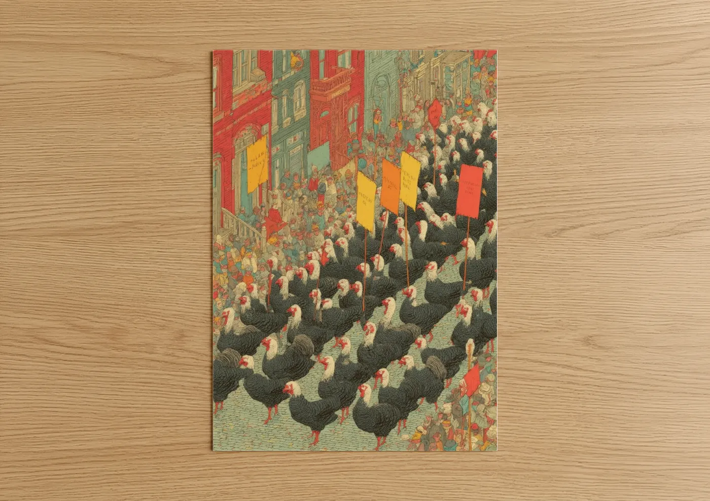 Thanksgiving Procession Vintage Illustration Wall Art
