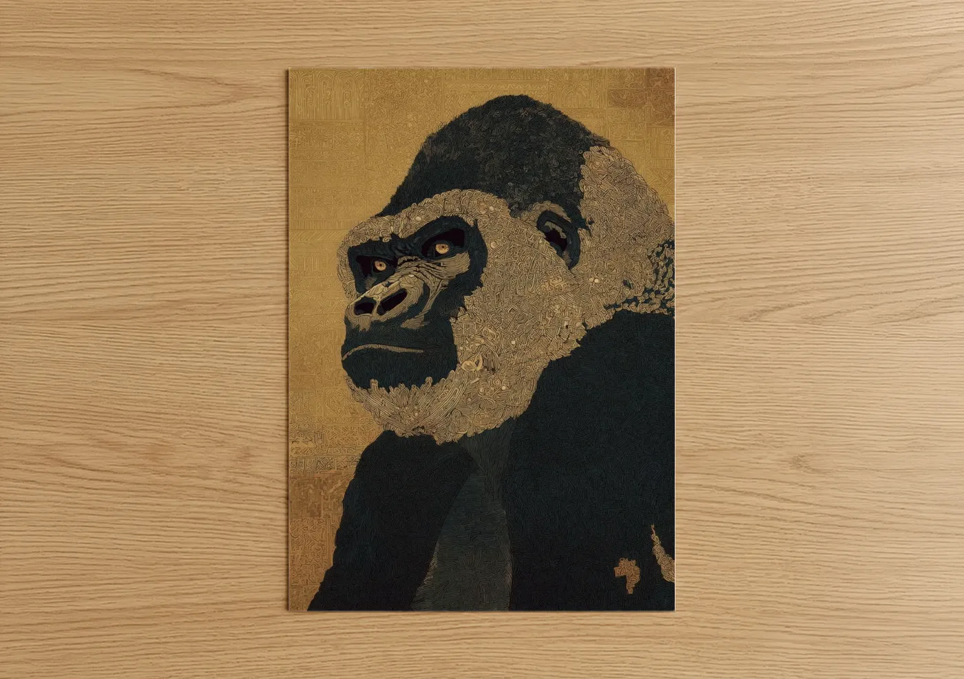 Golden Gorilla Portrait Fine Wall Art