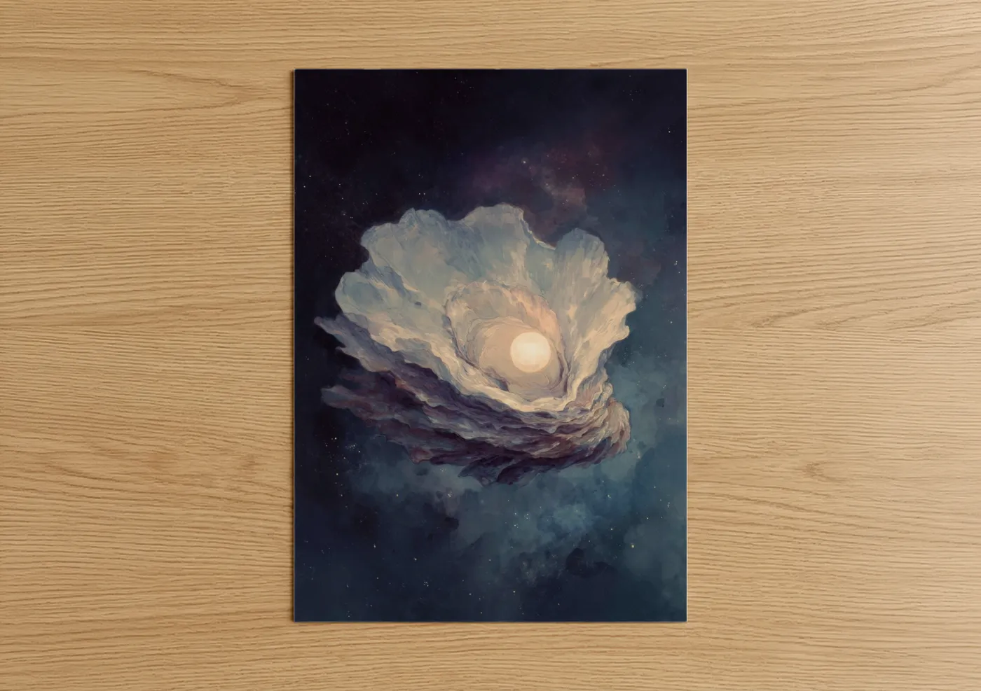 Moonlit Oyster Night Sky Illustration Wall Art