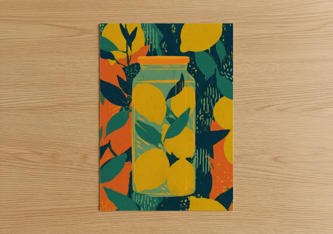 Citrus Preserve Jar Modern Botanical Wall Art