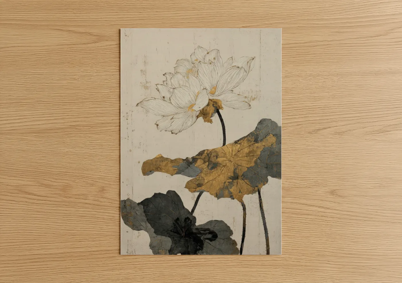 Vintage Lotus Watercolor Botanical Wall Art