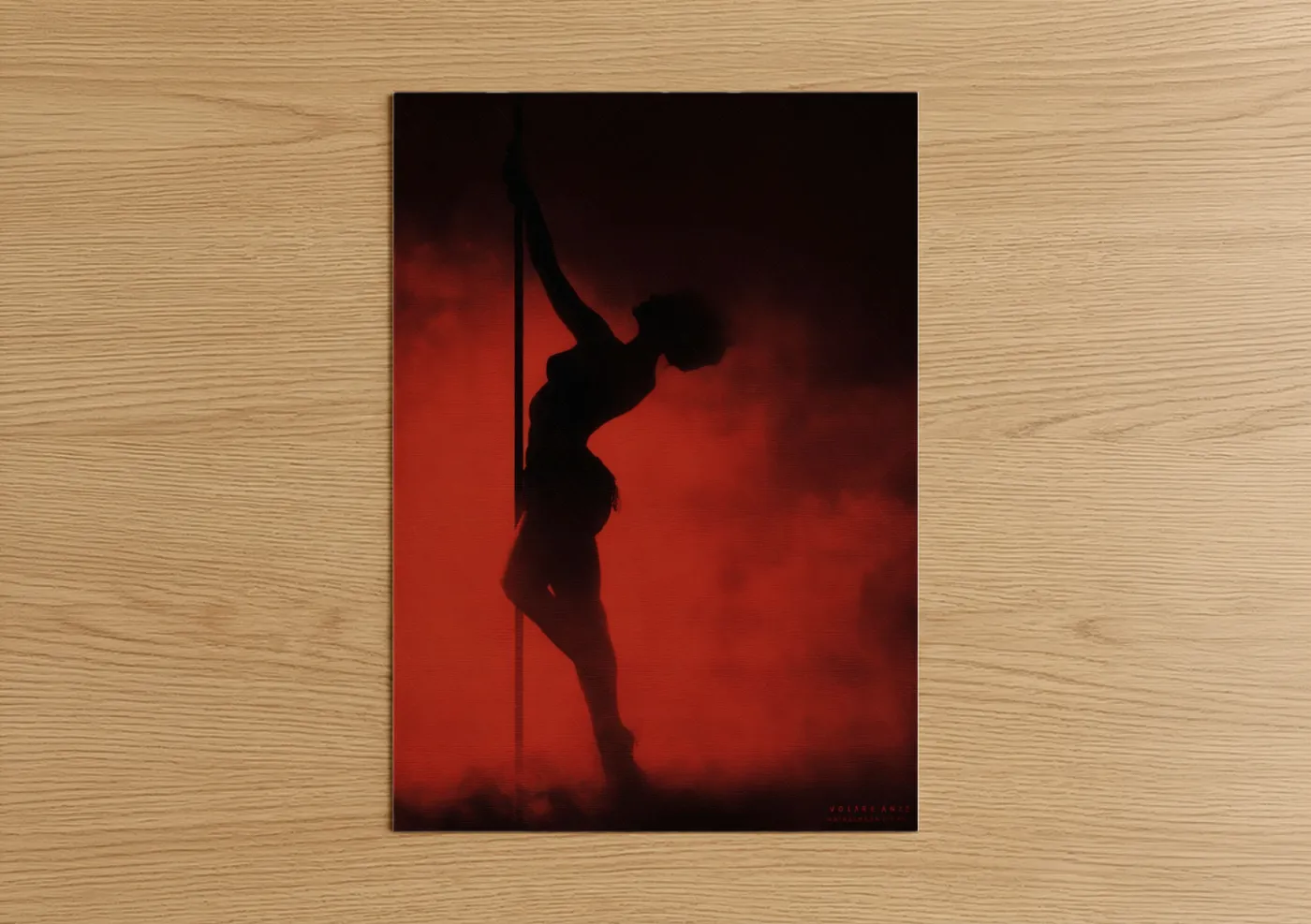 Pole Dancing Silhouette Red Dramatic Wall Art