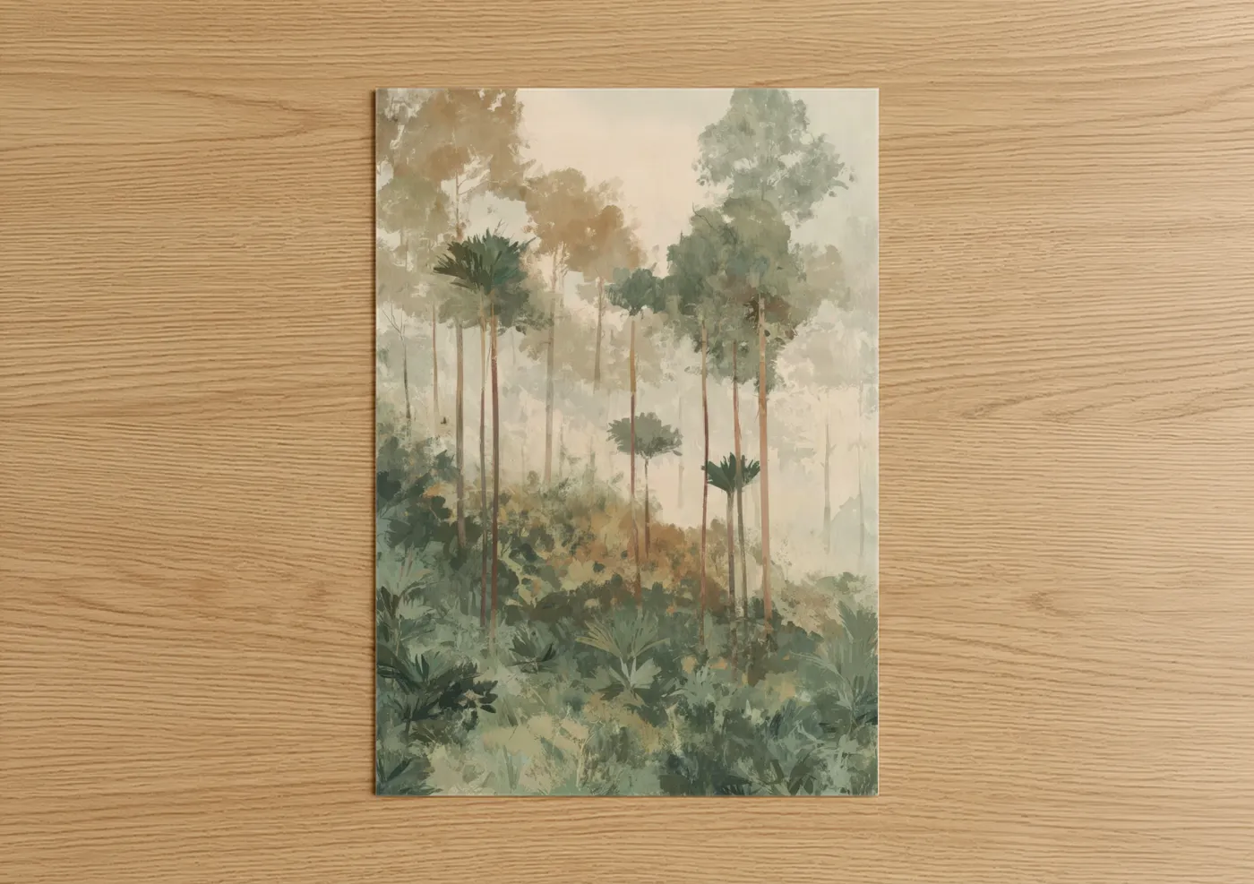 Misty Palm Forest Watercolor Landscape Wall Art