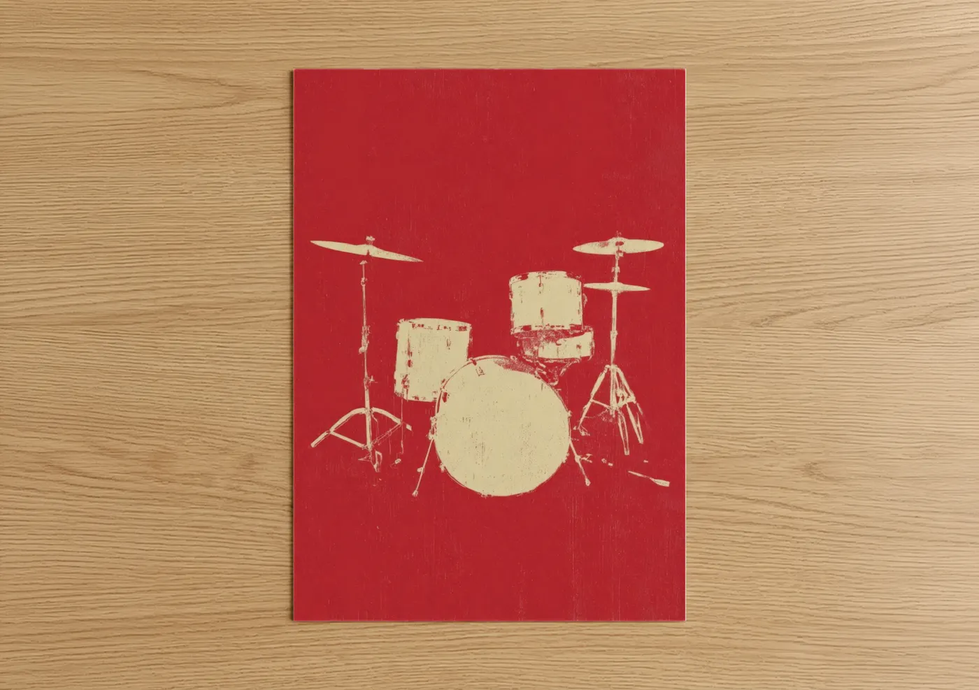 Vintage Drum Kit Red and Cream Wall Art
