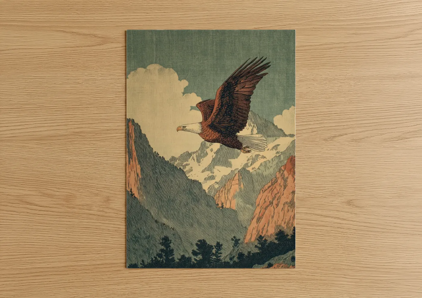 Eagle Soaring Sierra Nevada Mountains Wall Art