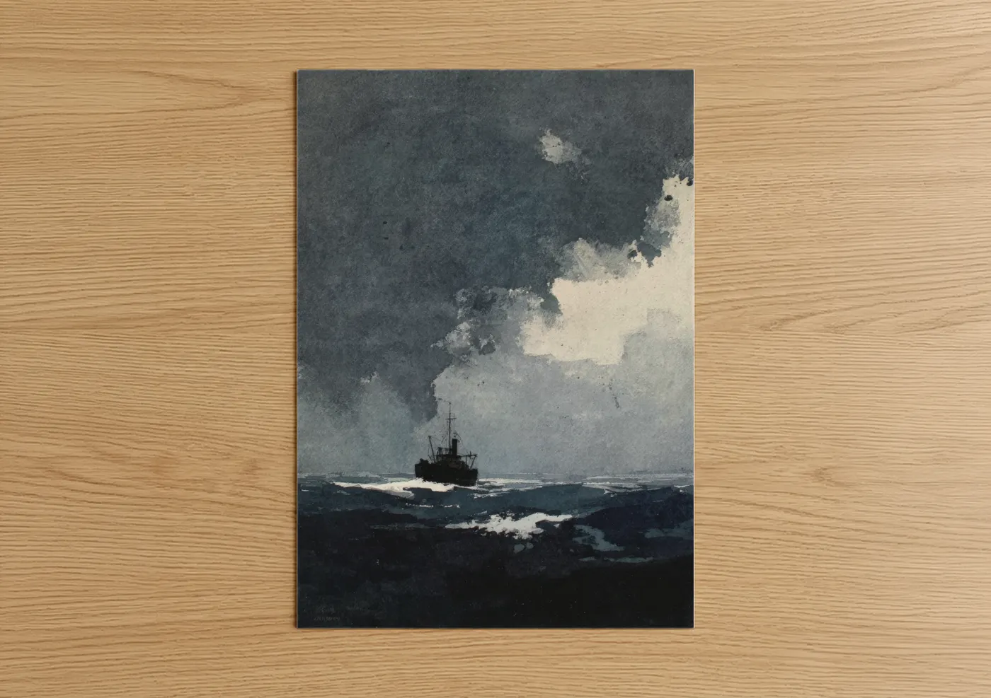 Stormy Harbor Vessel in Rough Waters Wall Art