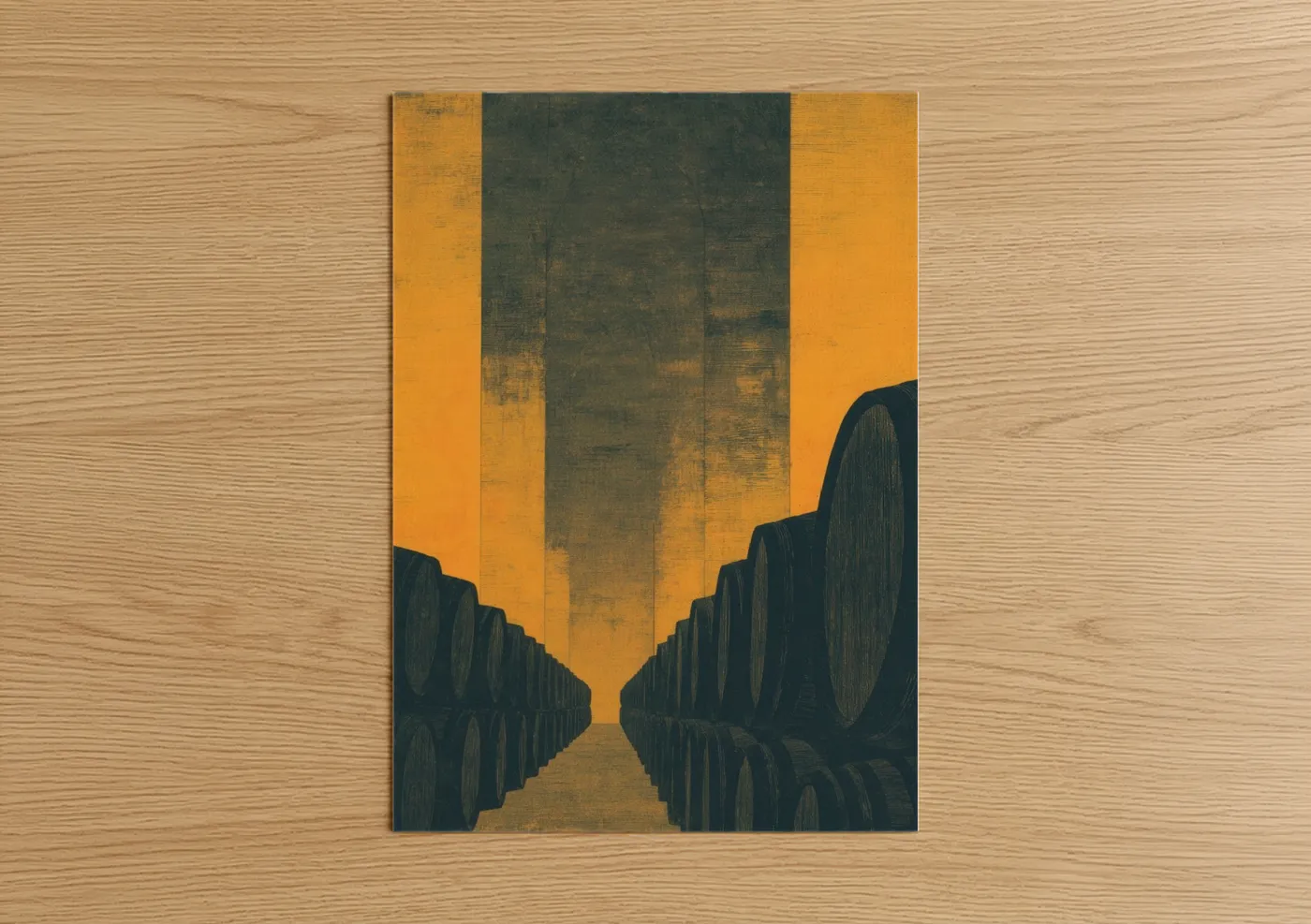 Golden Winery Cellar Architecture Wall Art