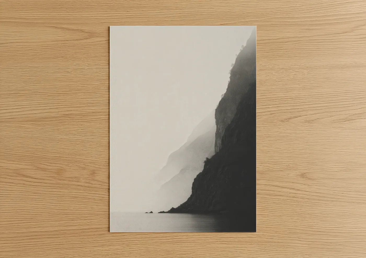 Misty Mountain Cliffs Landscape Wall Art