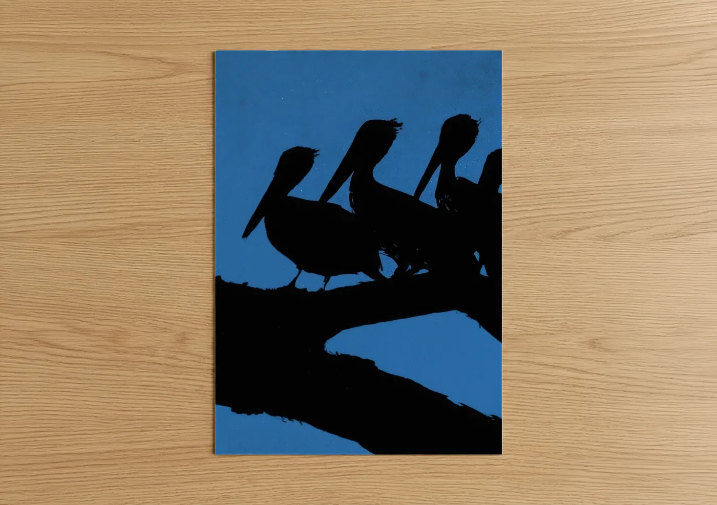 Pelican Silhouette Blue Sky Wall Art