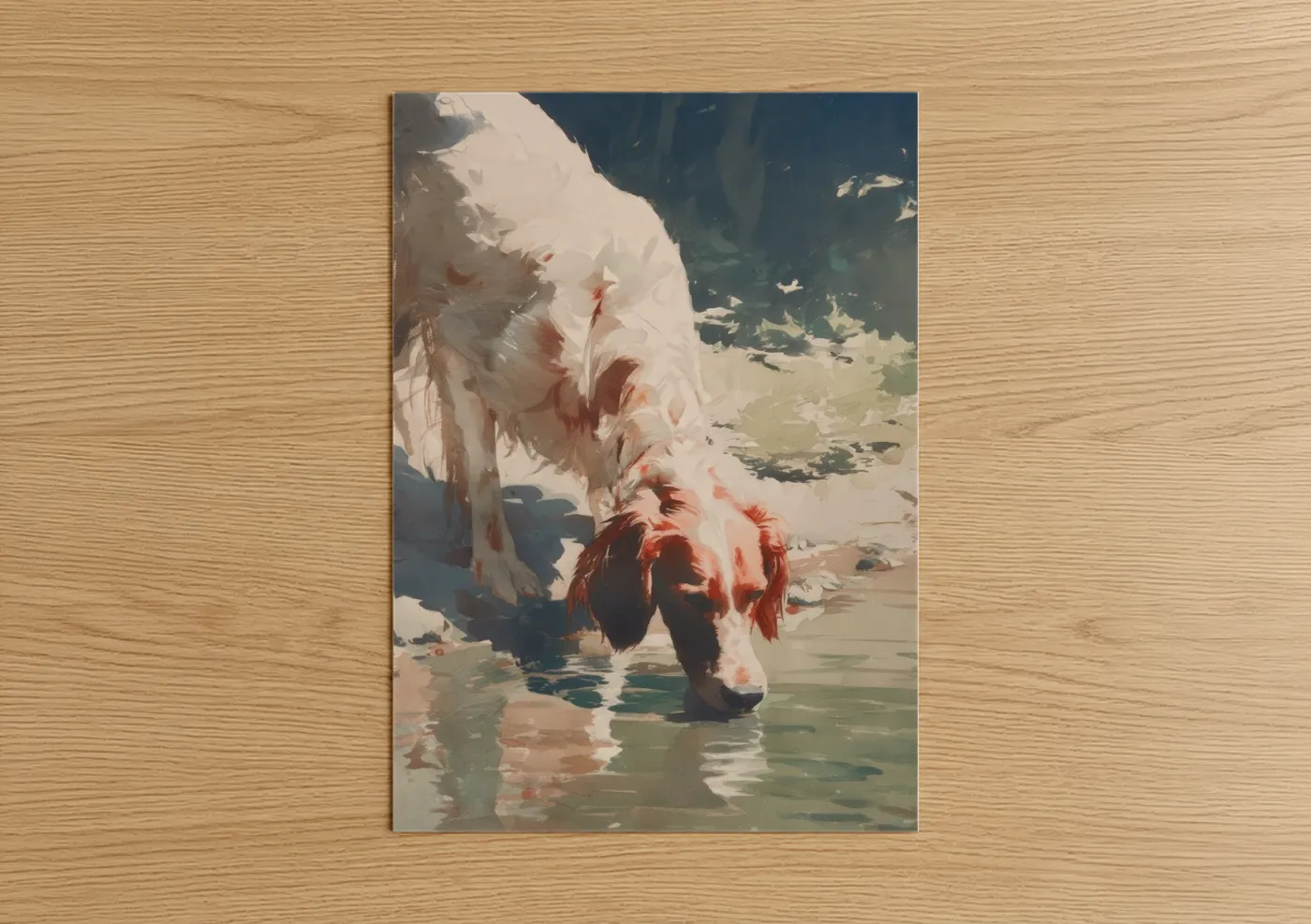 Red and White Setter Dog Watercolor Wall Art