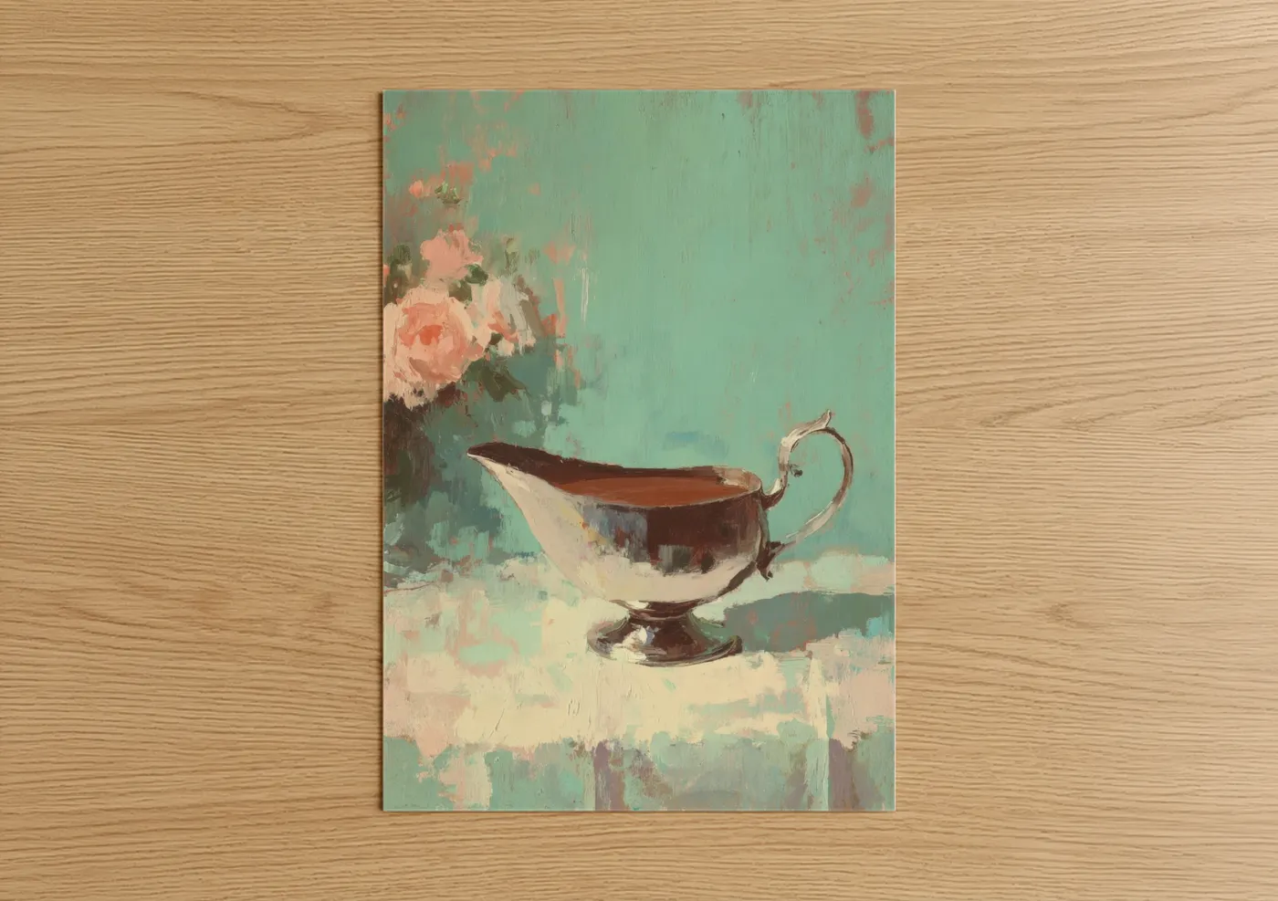 Vintage Gravy Boat Floral Still Life Wall Art