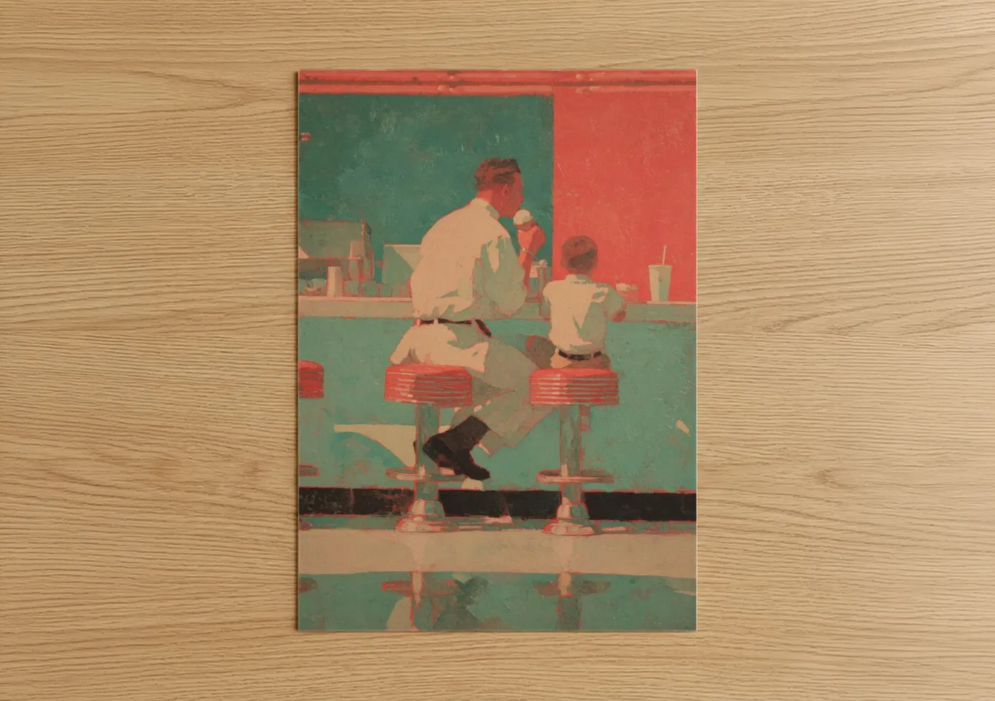 Father Son Diner Vintage Retro Wall Art