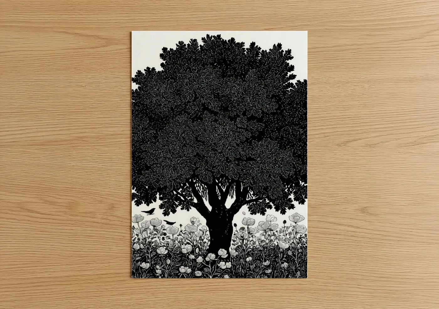 Ancient Orchard Tree Black and White Wall Art