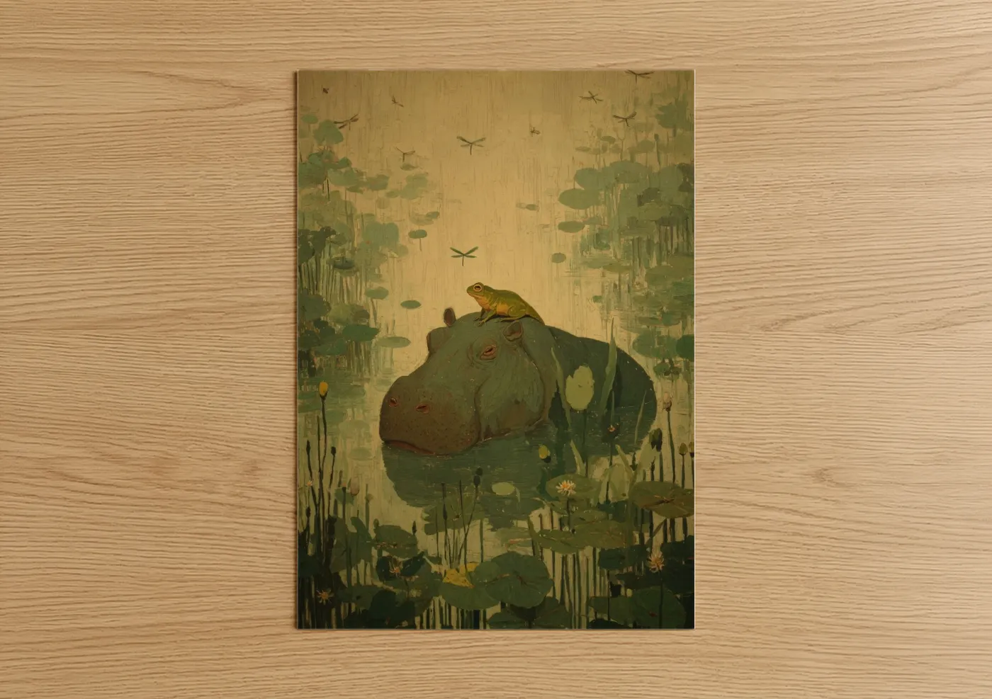 Frog on Lily Pad Watercolor Wall Art