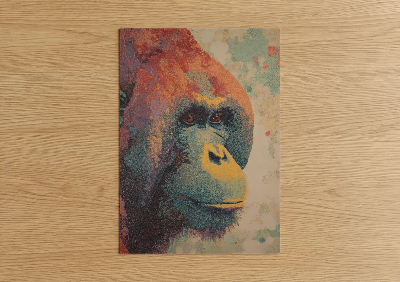 Crimson Orangutan Abstract Portrait Wall Art