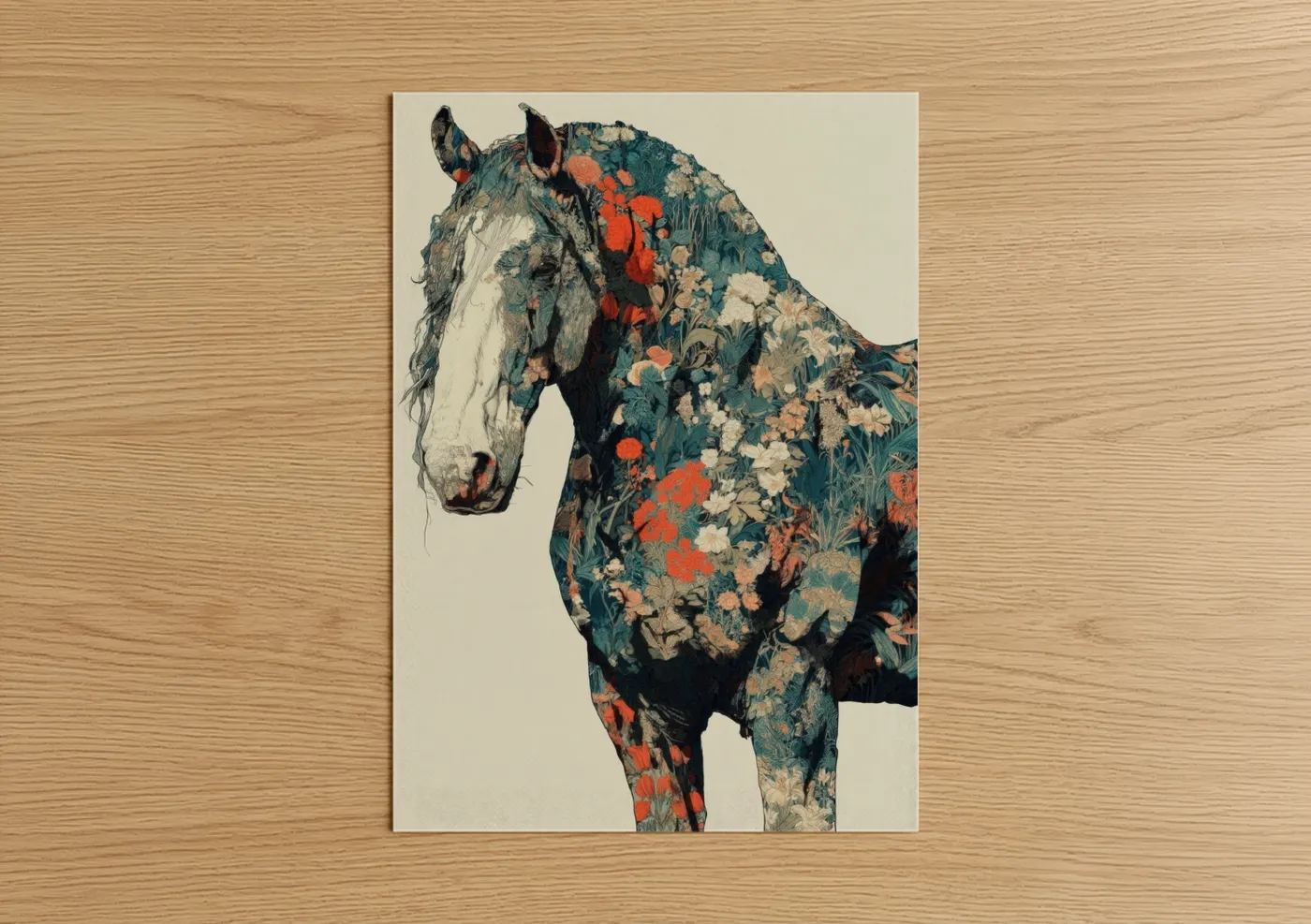 Floral Clydesdale Horse Nature Wall Art