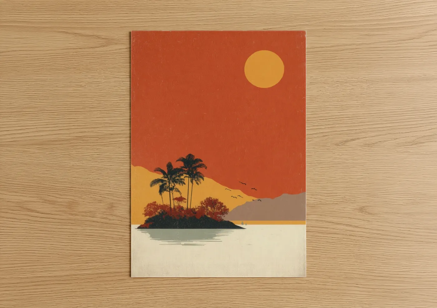 Tropical Island Sunset Minimalist Wall Art