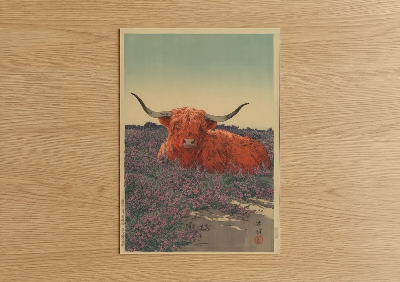 Highland Cow in Wildflower Field Wall Art