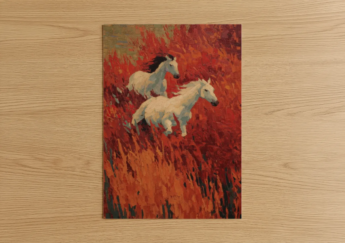 Crimson Horseback Adventure Expressionist Wall Art
