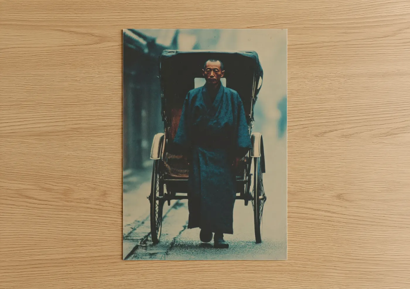 Vintage Rickshaw Man Traditional Portrait Wall Art