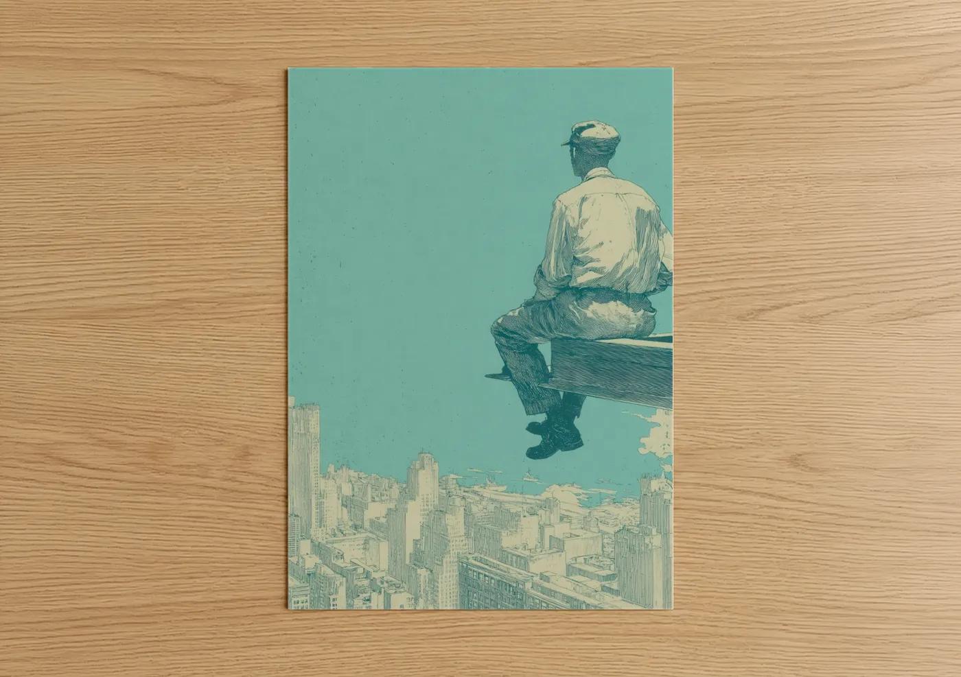 Worker Overlooking City Skyline Wall Art