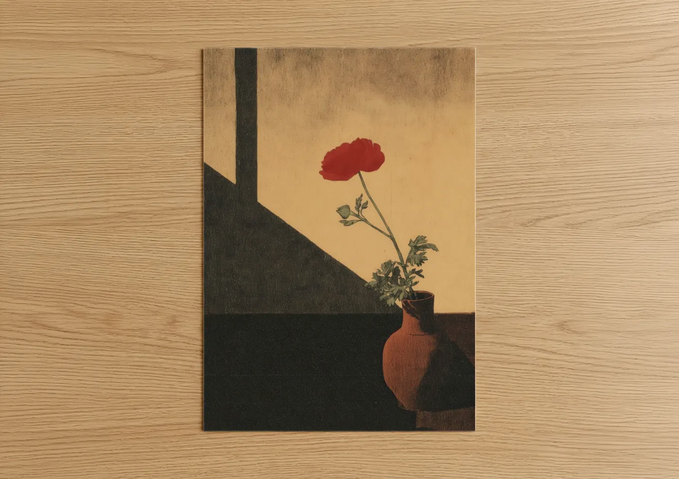 Crimson Ranunculus in Terracotta Vase Wall Art
