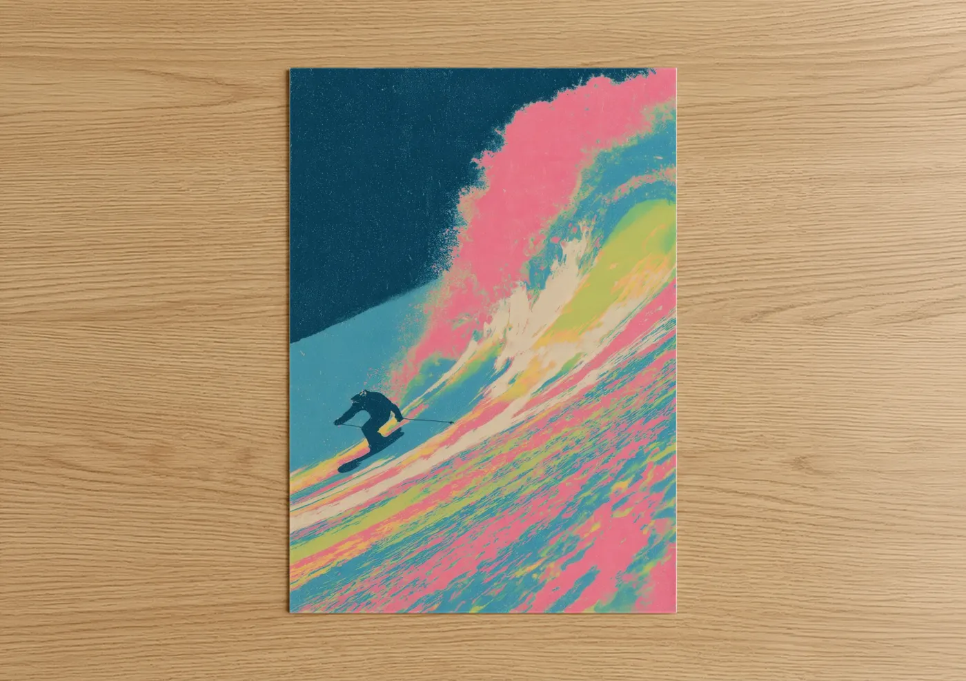 Neon Descent Snowboarding Extreme Sports Wall Art