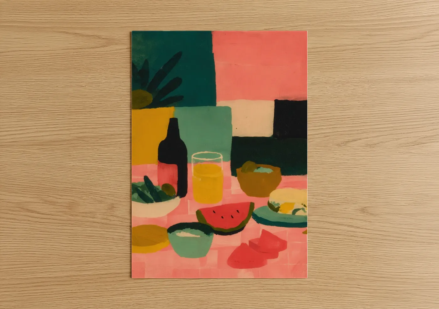 Vibrant Salad Still Life Abstract Wall Art