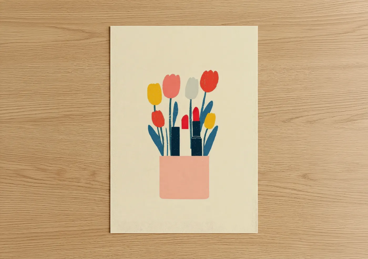 Colorful Lipstick Bouquet Minimalist Wall Art