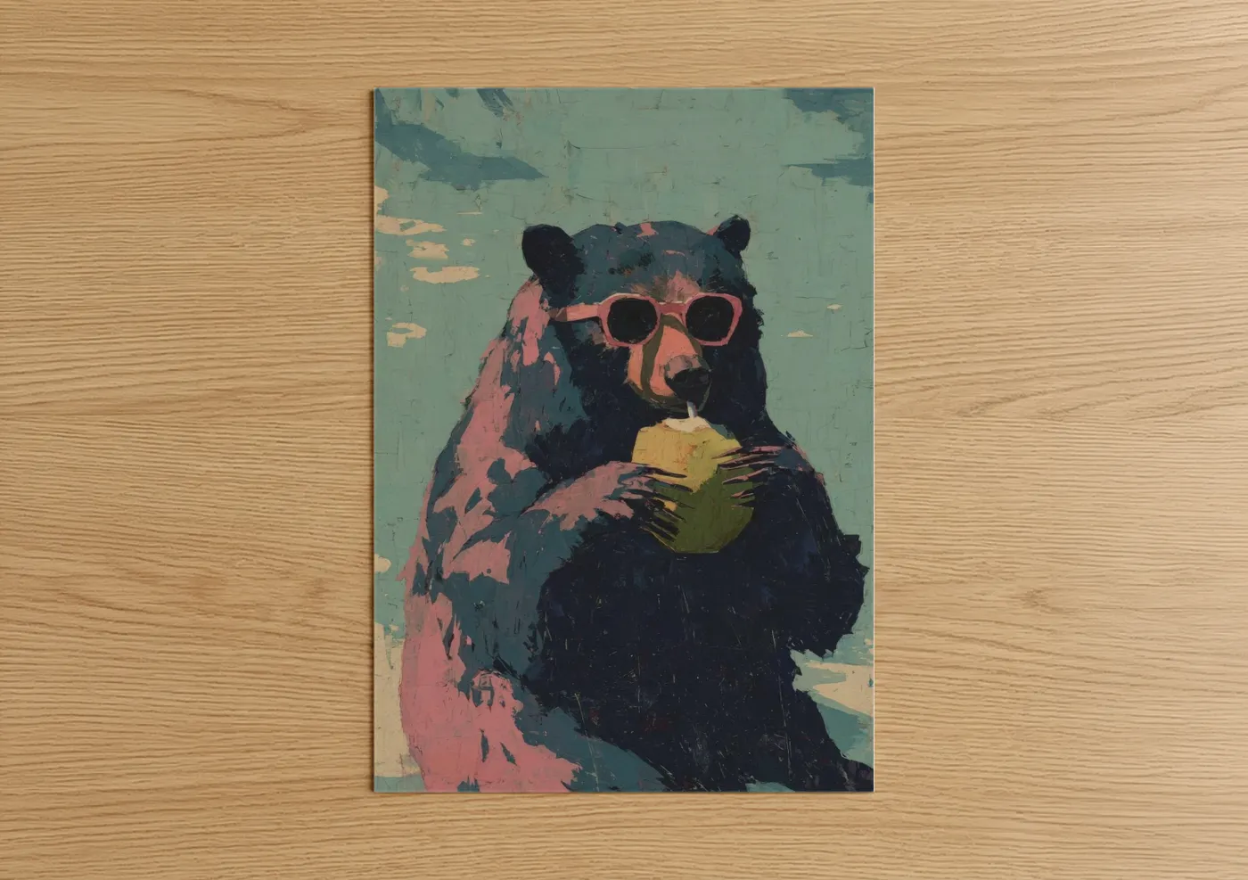 Cool Sloth Bear with Sunglasses Wall Art