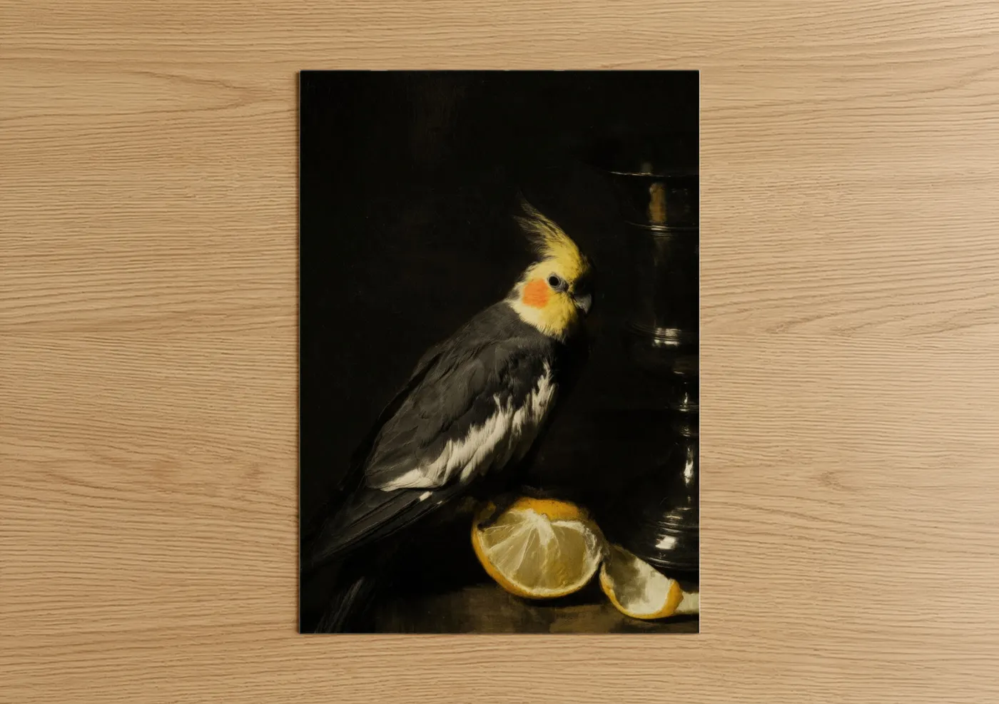 Elegant Cockatiel With Lemon Still Life Wall Art