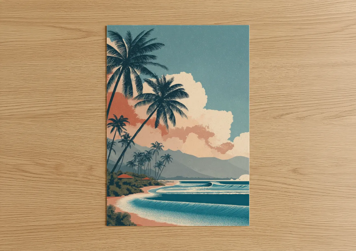Tropical beach palm trees ocean landscape Wall Art