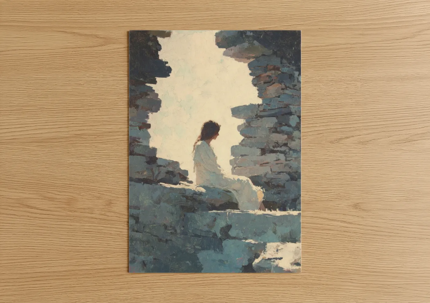 Mary Magdalena In Stone Ruins Painting Wall Art