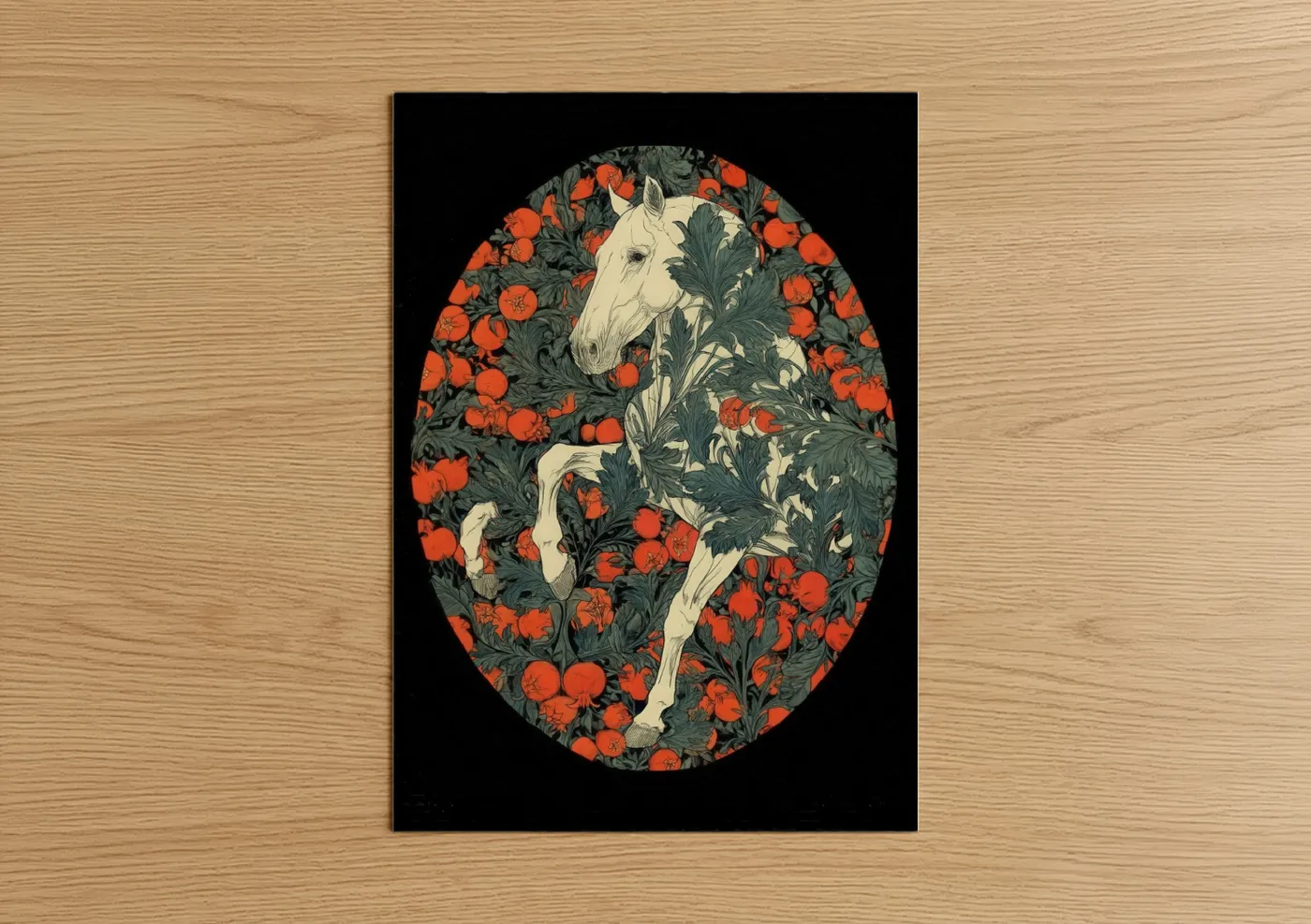 Cream Andalusian Horse Pomegranate Wall Art