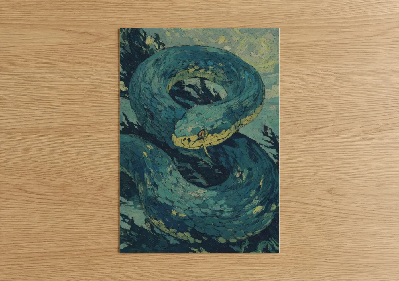 Coiled Viper Abstract Oil Painting Wall Art