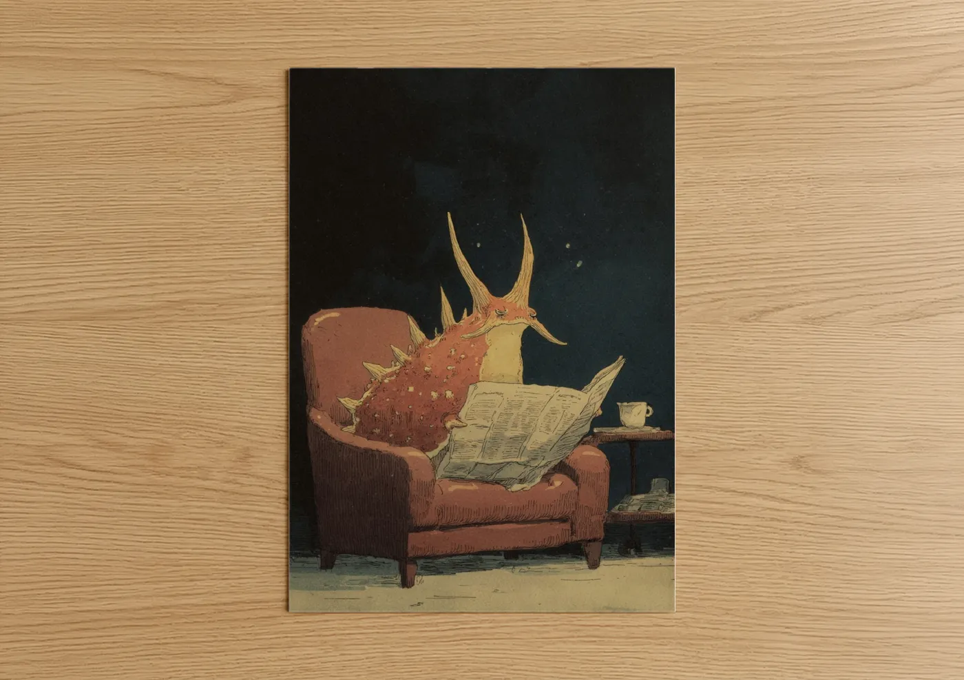 Whimsical Reading Nudibranch Illustration Wall Art
