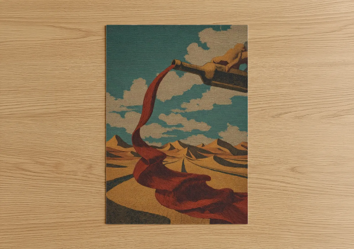 Surreal Wine Pour Desert Landscape Wall Art