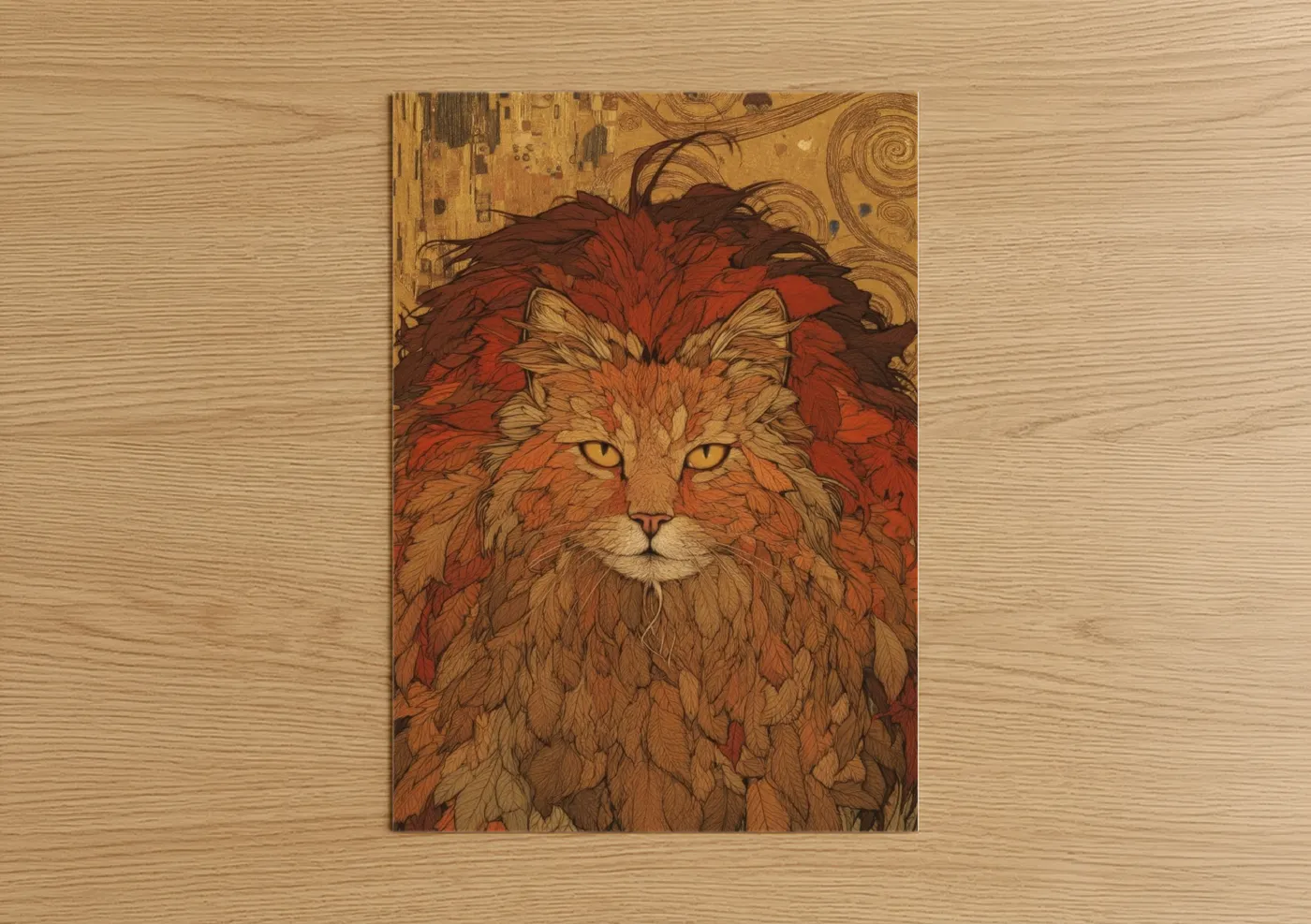 Fiery Lion Cat With Flowing Mane Wall Art