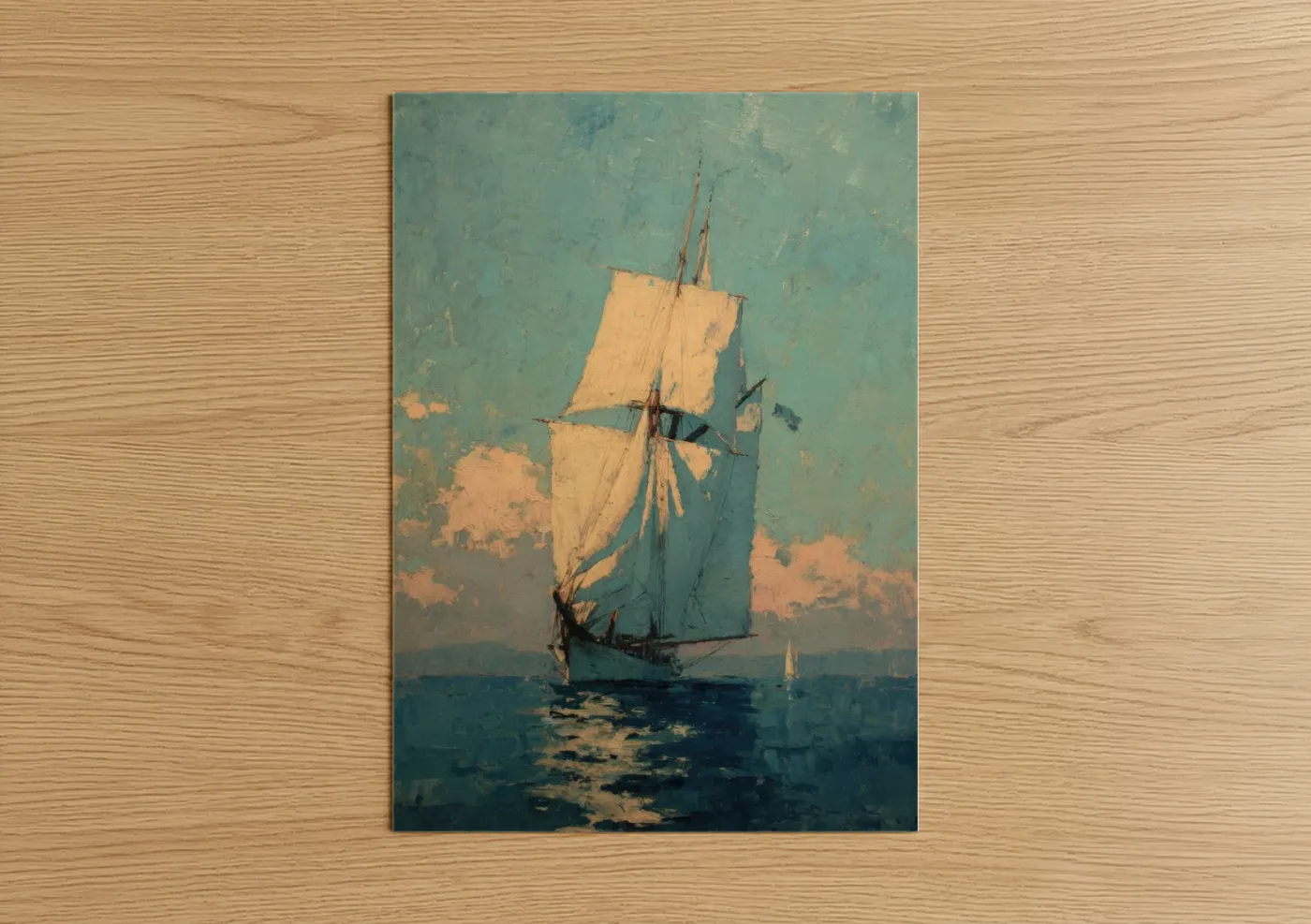 Golden Sail Sunrise Sailing Ship Wall Art