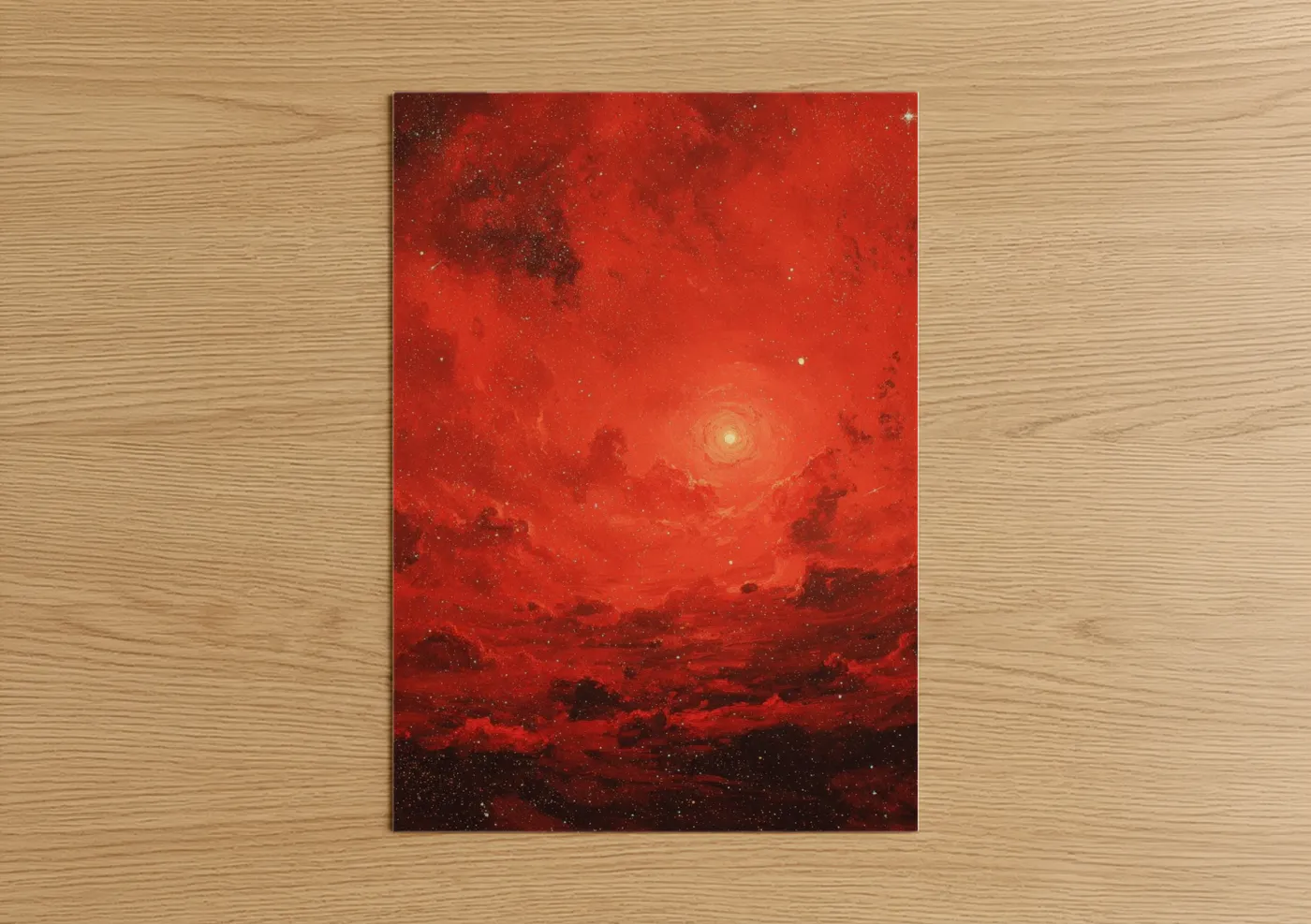 Crimson Star Nebula Cosmic Wall Art